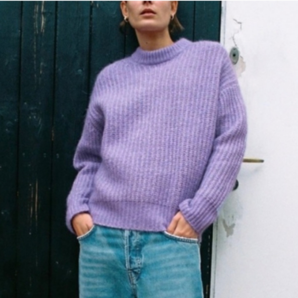 NWT Zara Purl Knit Sweater in Lilac size Small
